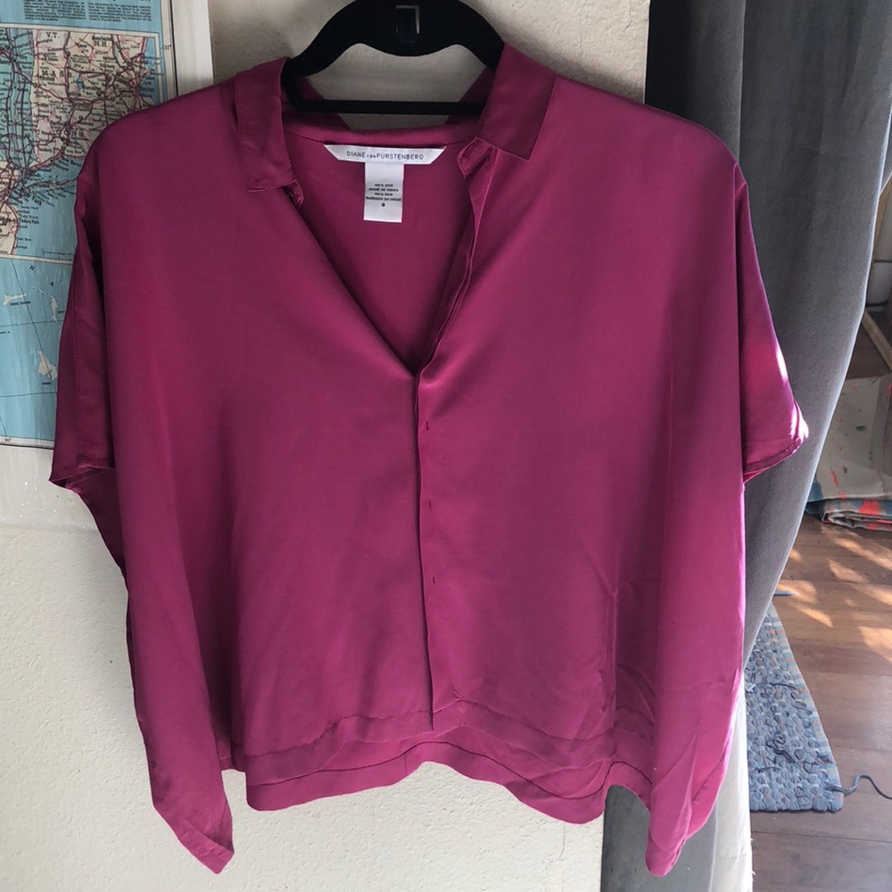 diane von furstenberg pink silk kimono style top